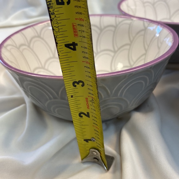 Set of 3 Roscher Gray Scalloped Print Stoneware Dessert 6” Inch Bowls - Picture 5 of 10